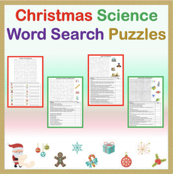 Preview of Christmas Holiday Science Word Search Puzzle Worksheets Bundle (Printables)
