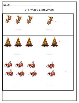 Christmas Holiday Subtraction Activity: Using Pictures to Subtract