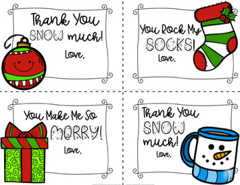 Christmas Holiday THANK YOU cards and NO HOMEWORK Pass - Easy Class Gifts