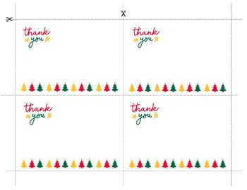 Preview of Christmas / Holiday Thank You Cards From Teacher to Student or Parent, Blank