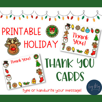 Preview of Christmas Holiday Thank You Cards Printable and Editable