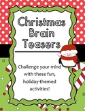 Christmas Holiday-Themed Brain Teasers Enrichment Puzzles