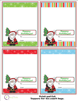 Christmas Holiday Toppers for Snack Bags by Rhoda Design Studio | TpT