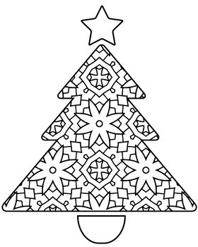 Christmas Holiday Trees Zentangle & Mandala Coloring Pages by Debbie Madson