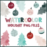 Christmas Holiday Watercolor Clipart PNGs for Commercial Use