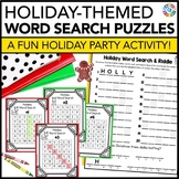 Christmas Holiday Word Search Task Cards Puzzle for Party 
