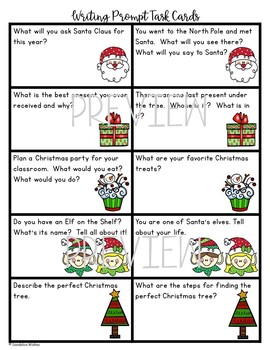 Christmas Holiday Writing Prompts and Writing Paper by Dandelion Wishes