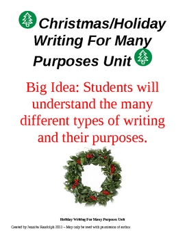 Preview of Christmas Holiday Writing Workshop Unit