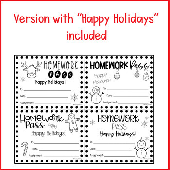 editable christmas homework pass