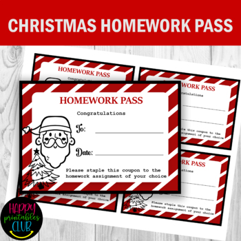 happy holidays homework pass