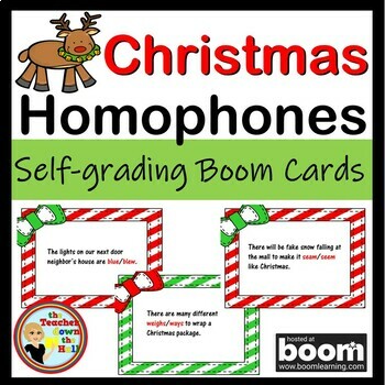 Preview of Christmas Homophones BOOM Cards I Christmas Themed Spelling Activity