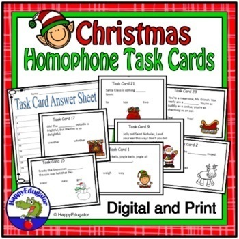 Preview of Christmas Homophones Task Cards