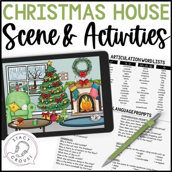 Preview of Christmas Speech Therapy Scene and Activities for Speech + Language Mixed Groups