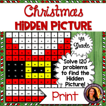 Preview of Christmas Hundred Chart Hidden Picture for 4th Grade | PRINT