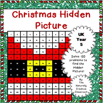 Preview of Christmas Hundred Chart Hidden Picture for UK Year 5