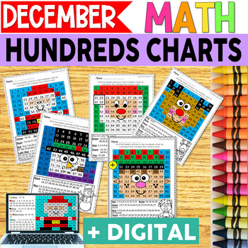 Preview of Christmas Hundreds Charts | Math Centers | Math Review | Color by Number