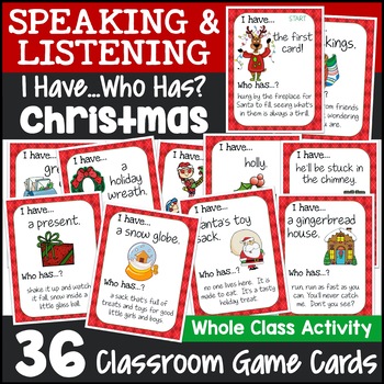 Preview of Christmas I Have, Who Has Game | Easy-Prep Christmas Game Whole Class Activity