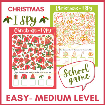 Preview of Christmas I Spy math game Counting worksheets logic no prep 5th 6th 7th middle