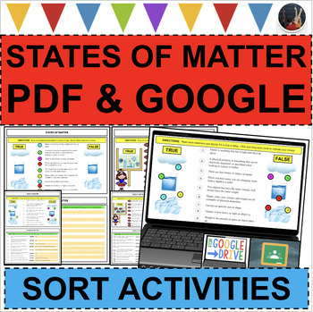 Preview of STATES OF MATTER Sort Activities (PDF & DIGITAL) SOLID GAS LIQUID