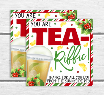 Iced Tea Gift Tags You're Tea-riffic Appreciation Tag 