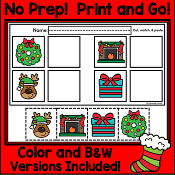 Christmas Identical Matching Cut and Paste Freebie for Special Education