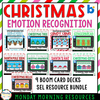 Preview of Christmas Identifying Emotions SEL Bundle - Emotion Recognition Boom Card Bundle