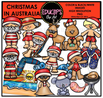 Preview of Christmas In Australia Clip Art Bundle {Educlips Clipart}