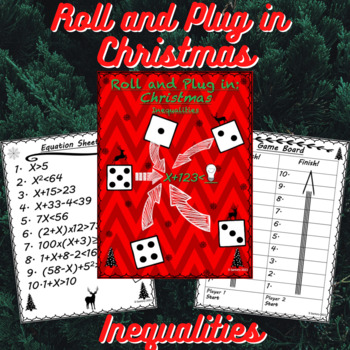 Preview of Christmas Inequality Equations Worksheet | 5th/6th Grade Math Game