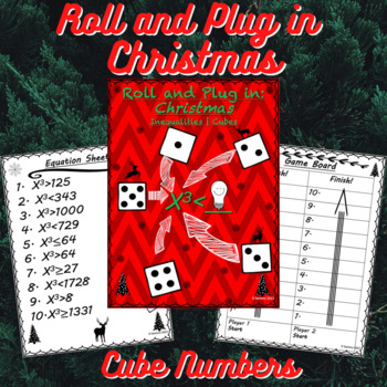 Preview of Christmas Inequality Equations Worksheet | Cube Numbers | 5th/6th Grade Math