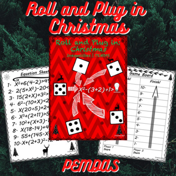 Preview of Christmas Inequality Equations Worksheet (PEMDAS) | 5th/6th Grade Math Game