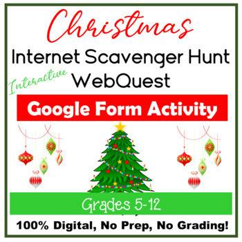 Preview of Christmas Interactive Internet Scavenger Hunt WebQuest Google Form Digital