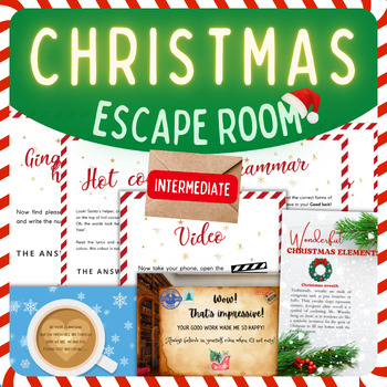 Preview of Christmas Printable Escape room B1 Intermediate ESL/EFL English