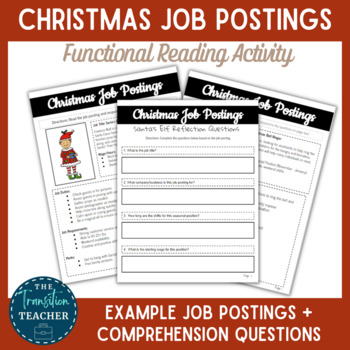 Preview of Christmas Job Postings | Functional Reading | Career Exploration