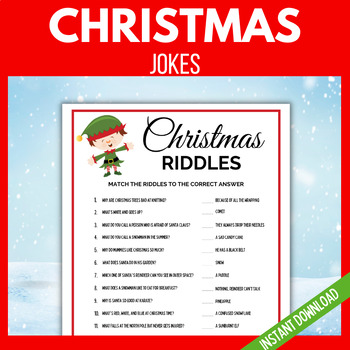 Christmas Jokes for Kids, Printable Holiday Activity by Little HaloJ
