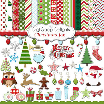 Christmas Joy Clip art & Papers by Digi Scrap Delights | TPT