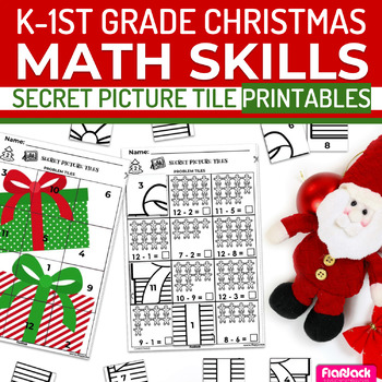 Preview of Christmas K-1st Grade Math Skills Secret Picture Tile Printables