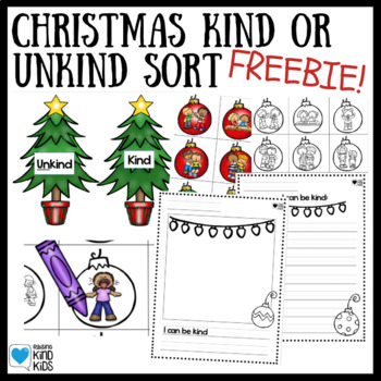 Preview of Christmas Kind or Unkind Sort for SEL Curriculum- FREEbees printables