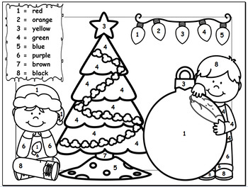 Download Christmas Color By Number - Kindergarten by KinderGenie | TpT