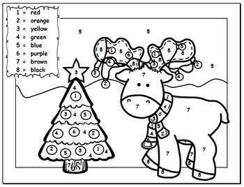 Christmas Color By Number - Kindergarten by KinderGenie | TpT