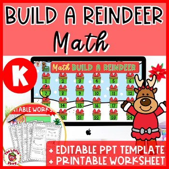 Preview of Christmas Kindergarten Math Build-A-Reindeer Game + Printable Worksheet