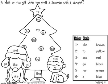 Christmas Kindergarten Mini Unit Sight Word Roll and Color by Jen Jones
