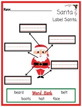 Christmas Labeling Diagramming Printable Writing Worksheets for the Holiday