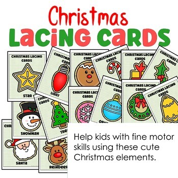 Christmas Cookie Lacing Cards Set - Festive Learning Fun for Kids!