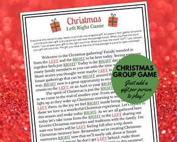 Christmas Left Right Game Printable | Christmas Pass The Gift Poem Game