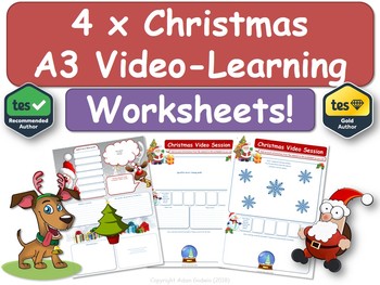 Preview of Christmas Lesson / Activity [A3 Video-Learning Worksheets x 4] Christmas!
