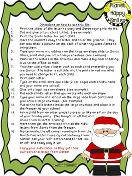 Christmas Activity ~ Letter to Santa (EDITABLE) by Planet Happy Smiles