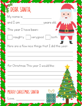 Christmas Letter to Santa Claus Activities Printable by AKAlice Teacher