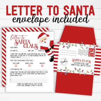 Christmas Letter to Santa Envelope Included - FREE by Seedling Homeschool