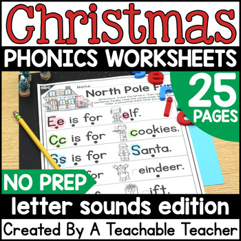 Preview of Christmas ABC Alphabet Worksheets for Letter Names and Sounds Practice