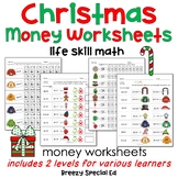 Christmas Life Skill Money Math + Budget Worksheets for Sp